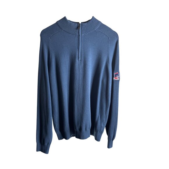 Mercer+Mettle Men's Blue Utz Brands Half Zip Cotton Pullover M - Picture 1 of 9